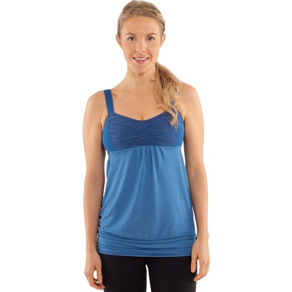 Lululemon Run Tank Women's 6 Back On Track Blue Built In Bra Top - Picture 1 of 14